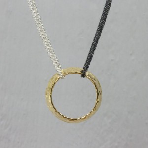 JÉH JEWELS ZILVEREN COLLIER OXY EN ZILVER MET GILDFILLED RONDE HANGER - 79945 - 20709