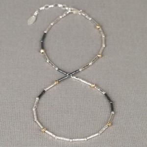 JÉH JEWELS ZILVEREN COLLIER MET ZILVER, GEOXIDEERD EN GOLDFILLED BUISJES 3MM 43+3CM - 83987 - 20950