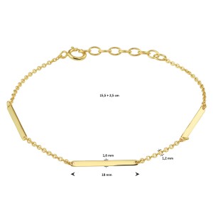 ZILVEREN ARMBAND VERGULD ANKER MET STRAAFJES 18X1.6MM 15.5+2.5CM - 81504 - 2101326