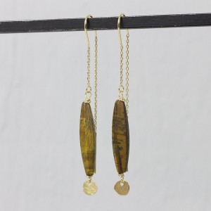 JÉH JEWELS ZILVEREN DOORTREK OORHANGERS ZILVER VERGULD MET TIJGEROOG 7CM LIMITED EDITION 7CM - 81519 - 21030