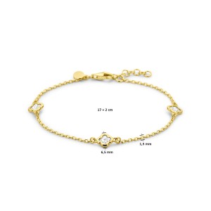 ZILVEREN ARMBAND, DOUBLE 3 MICRON PLATING, MET 3X BLOEM ZIRCONIA 1.5MM 17+2CM (Geen garantie op plating) - 83945 - 2103588