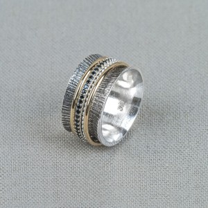 JÉH JEWELS ZILVEREN RING  MET RINGETJES OXI, GOLDFILLES EN ZWARTE ZIRCONIAS MT56 - 82564 - 21133-56-MT56