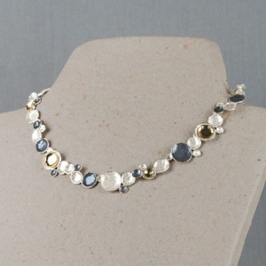 JÉH JEWELS ZILVEREN COLLIER MET ZILVER, GEOXIDEERD EN VERGULDE PLAATJES 15MM 43+3CM - 83988 - 21290