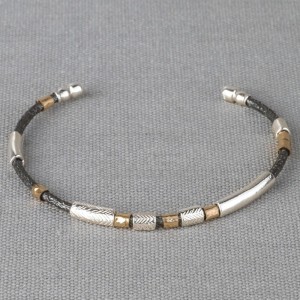 JÉH JEWELS ZILVEREN KLEMARMBAND ZILVER, OXI, VERGULDE BUISJES 4MM 5.5CM - 83991 - 21299