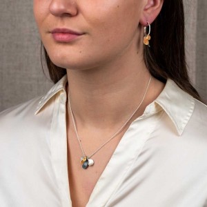 JÉH JEWELS ZILVEREN COLLIER MET VERGULD, OXI EN ZILVEREN PLAATJES 1.8CM 42+3CM - 83857 - 21519