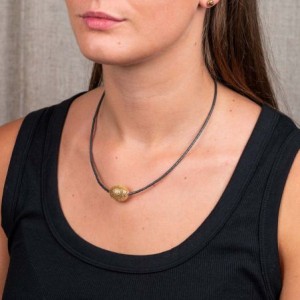 JÉH JEWELS ZILVEREN COLLIER MET HEMATIET EN DOUBLE VERGULDE BOL 15X20MM 2MM 42CM - 84479 - 21622