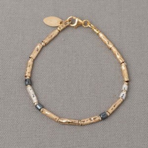 JÉH JEWELS ZILVEREN ARMBAND TUBES ZILVER/GOLDFILLED/OXY19.5CM - 84477 - 21638-19.5CM