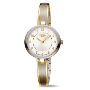 BOCCIA HORLOGE TITAAN BICOLOR MET VASTE BAND WITTE PLAAT EN CIJFERS 29MM 50M - 84563 - 3377-01