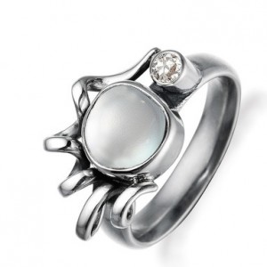 RABINOVICH ZILVEREN RING GEOXIDEERD MET WITTE PAREL EN C-Z WITTE PAREL MET ZIRKONIA MT56 - 65707 - 34803065-MT56