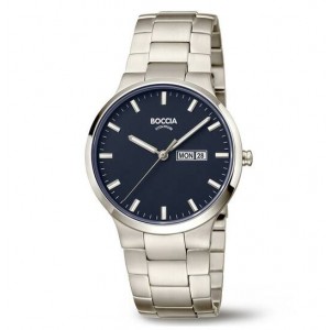 BOCCIA HORLOGE TITANIUM BAND EN KAST BLAUWE PLAAT MET DAG/DATUM AANDUIDING EN SAFFIERGLAS 39MM 50M - 82615 - 3649-02