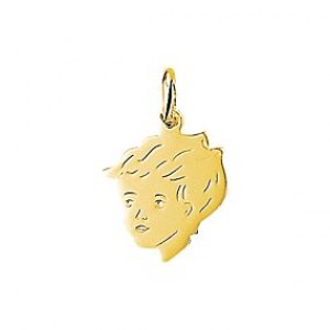 GOUDEN BEDEL/HANGER KINDERHOOFDJE JONGEN 17 X 14MM - 62274 - 4005851