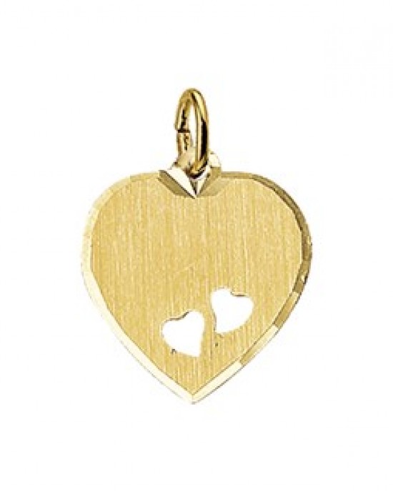 GOUDEN GRAVEERHANGER PLAATJE HART MET HARTJES 16.0 X 15.5MM - 65630 - 4006178
