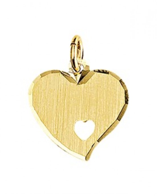 GOUDEN GRAVEERHANGER HART GEDIAMANTEERD MET OPEN HART 15X14MM - 78096 - 4018346