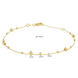 GOUDEN ARMBAND ANKER MET DIVERSE DIAMETER BOLLETJES 16.5-18.5CM (Ook als set verkrijgbaar) - 82960 - 4023335