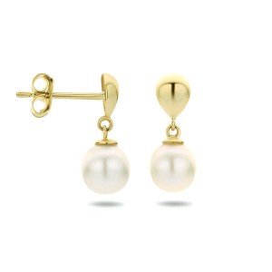GOUDEN STEEKOORHANGERS MET 5MM ZOETWATERPAREL 5X12MM - 82018 - 4023832
