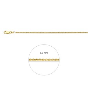 GOUDEN COLLIER KOORD, MASSIEF, 1.7MM 45CM - 85067 - 4030796-45CM