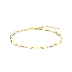 GOUDEN ARMBAND PAPERCLIP MET PLAATJES GECOMBINEERD 3MM 16+3CM - 83444 - 4033420