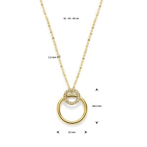 GOUDEN COLLIER ANKER MET HANGER RING 15.5X18.5MM MET 0.07CT HSI BRILJANT ENN GLADDE RING 41-43-45CM - 83321 - 4033488