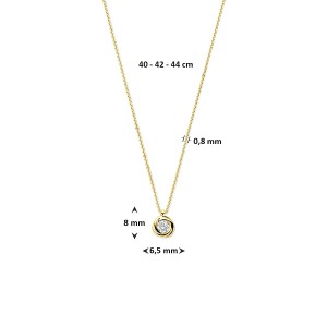 GOUDEN HANGER KNOOP MET 4MM ZIRCONIA EN JASSERON COLLIER 0.8MM 40-42-44CM (Ook als set leverbaar.) - 84060 - 4035037