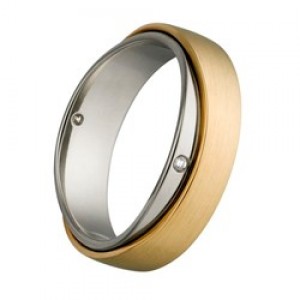 ALLER SPANNINGA 1863 GOUDEN RELATIE RING MET 2X 0.01CRT VVS BRILJANT MT55 (Prijs op aanvraag) - 64398 - 405-6-MT55