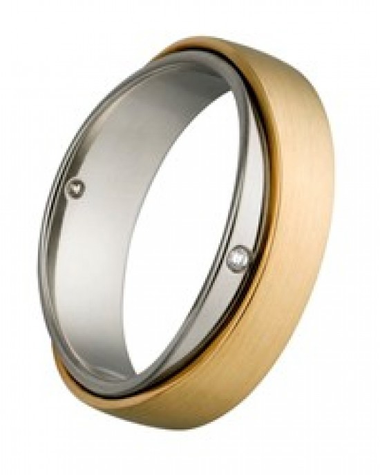 ALLER SPANNINGA 1863 GOUDEN RELATIE RING MET 2X 0.01CRT VVS BRILJANT MT55 (Prijs op aanvraag) - 64398 - 405-6-MT55