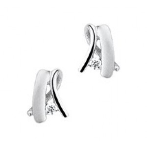 WITGOUDEN OORSTEKERS SWIRL MET ZIRKONIA - 77010 - 4101196