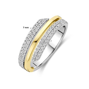 BICOLOR GOUDEN RING MET IN HET MIDDEN GEELGOUD EN 2 LOSSE BANEN WITGOUD MET 0.40CT HSi BRILJANT MT56 - 84620 - 4209224-MT56