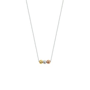 WITGOUDEN COLLIER ANKER MET 3MM TRICOLOR BOLLETJES 0.8MM 40-42-44CM - 80036 - 4300497