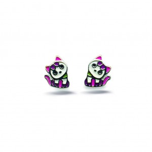 BELLINI ZILVEREN OORSTEKERS POESJE WIT/ROSE - 82926 - 575061