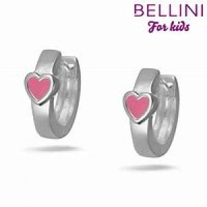 BELLINI ZILVEREN KLAPCREOLEN MET HARTJE ROZE 6 X 12.5MM - 79981 - 575104