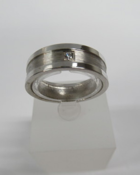 ALLER SPANNINGA ZILVEREN RING MET BRILJANT 1 X 0.02CRT MT54 - 63163 - Z02-MT54