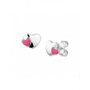 ZILVERN OORSTEKERS HARTJE MET ROZE HARTJE - 68861 - 1019894