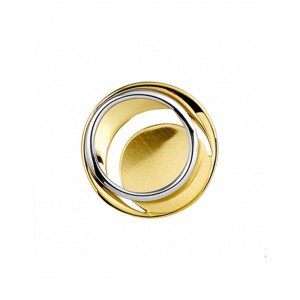 GOUDEN HANGER BI-COLOR MAT/GLANS RONDE PLAAT MET DRAAD 14.5MM (Ook als set leverbaar) - 72141 - 4207489