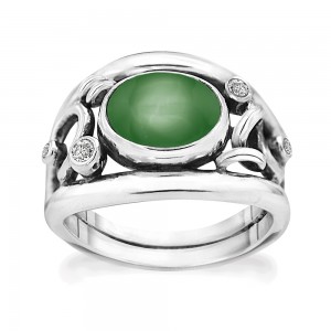 RABINOVICH ZILVEREN RING GLAMOROUS GREEN MET SERPENTIJN EN ZIRKONIA MT58 - 77346 - 74103099-MT58