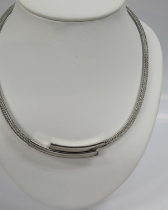 CHARISSMA COLLIER GEVLOCHTEN STAAL MET ZILVEREN MAGNEETSLUITING 4.5MM X 48CM - 76292 - W580083701G48-48CM