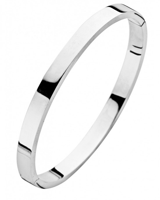 FJORY ZILVEREN SLAVENARMBAND MASSIEF MET SCHARNIER VIERKANT MET 9K SCHARNIERPEN 6.0MM 63MM - 77893 - 25-A386306