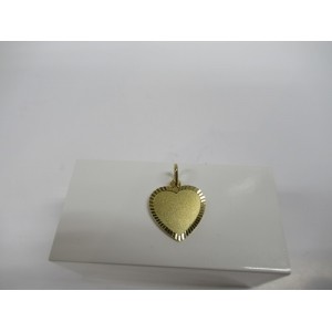 GOUDEN GRAVEERHANGER HART RECHT GEDIAMANTEERD 13X13MM - 78097 - 4018348