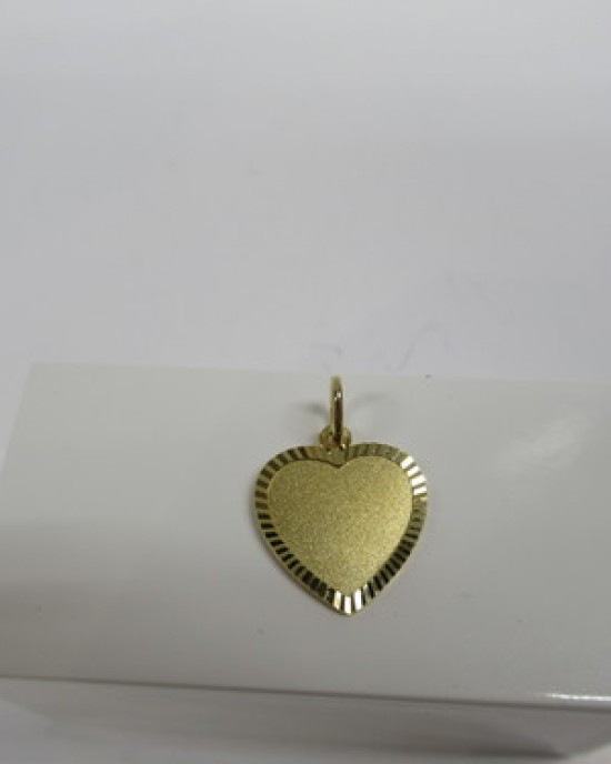 GOUDEN GRAVEERHANGER HART RECHT GEDIAMANTEERD 13X13MM - 78097 - 4018348
