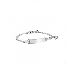 ZILVEREN GRAVEERARMBAND GOURMET MET HANGENDE ZIRKONIA 4.2MM 11-13CM - 78311 - 1327379