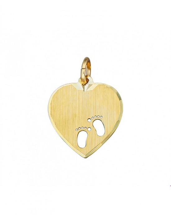 GOUDEN GRAVEERHANGER HART MET VOETJES 15.5X16MM - 78334 - 4018366