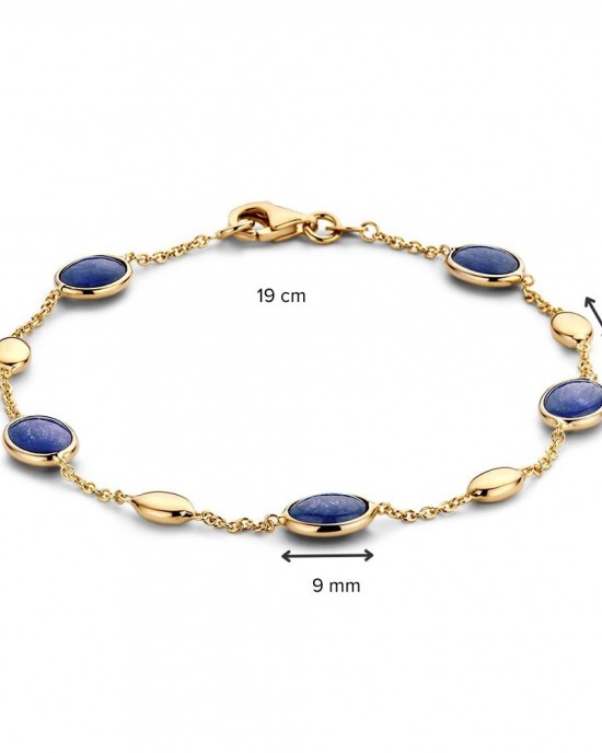 GOUDEN ARMBAND MET CABOCHON GESLEPEN SAFFIER19CM - 83064 - AW136973
