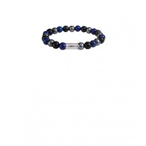 AZE JEWELS STALEN ARMBAND GRAND PARADISO Lapis Lazuli, Obsidian en Hematite 8MM 17.5CM - 84017 - AZ-BS007-A-175