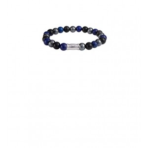 AZE JEWELS STALEN ARMBAND GRAND PARADISO Lapis Lazuli, Obsidian en Hematite 8MM 17.5CM - 81932 - AZ-BS007-A-190