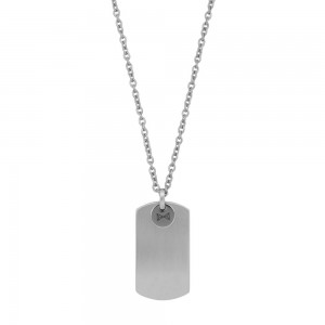 AZE JEWELS STALEN COLLIER MET DOGTAG GRAVEERPLAATJE 70+10CM - 82781 - AZ-NL008-A-080