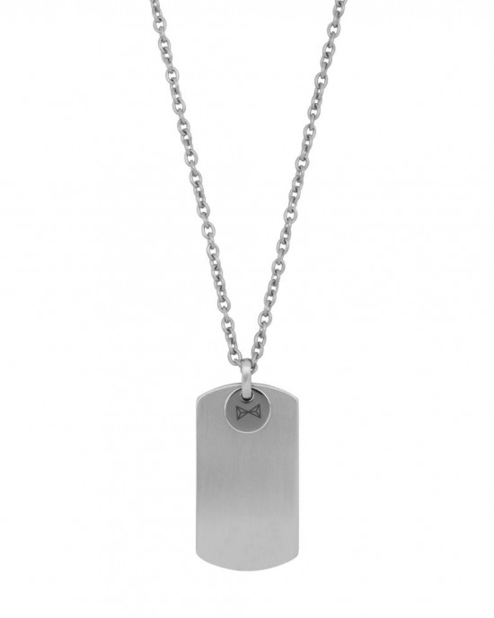 AZE JEWELS STALEN COLLIER MET DOGTAG GRAVEERPLAATJE 70+10CM - 82781 - AZ-NL008-A-080