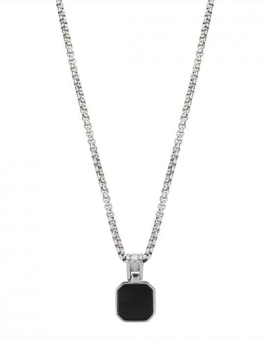 AZE JEWELS STALEN HANGER EN COLLIER, ROLO ONYX ROCKS,  MET ZWARTE ONYX 50+10CM - 82365 - AZ-NL010-A-060