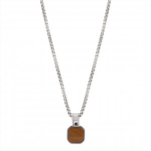AZE JEWELS STALEN HANGER EN COLLIER, ROLO TIGER ROCKS,  MET KATTENOOG 50+10CM - 84019 - AZ-NL011-A-060