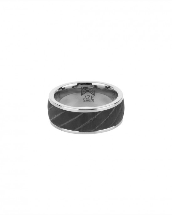 AZE JEWELS STALEN RING MET CARBON MT66 - 82366 - AZ-RG005-A-021-MT66