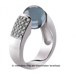 MELANO ZILVEREN RING CAT-EYE MET ZIRKONIA 12MM MT53 - 65461 - M01R 3904CZ-53-MT53