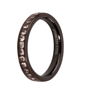 MELANO STALEN AANSCHUIFRING STAAL MET BLACK DIAMONDS ZIRKONIA MT55 - 72691 - M01R 4993 SS BL DIAMONDS-55-MT55